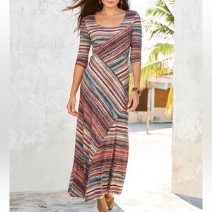 Peruvian Connection Oristano Maxi Dress Striped Multicolor